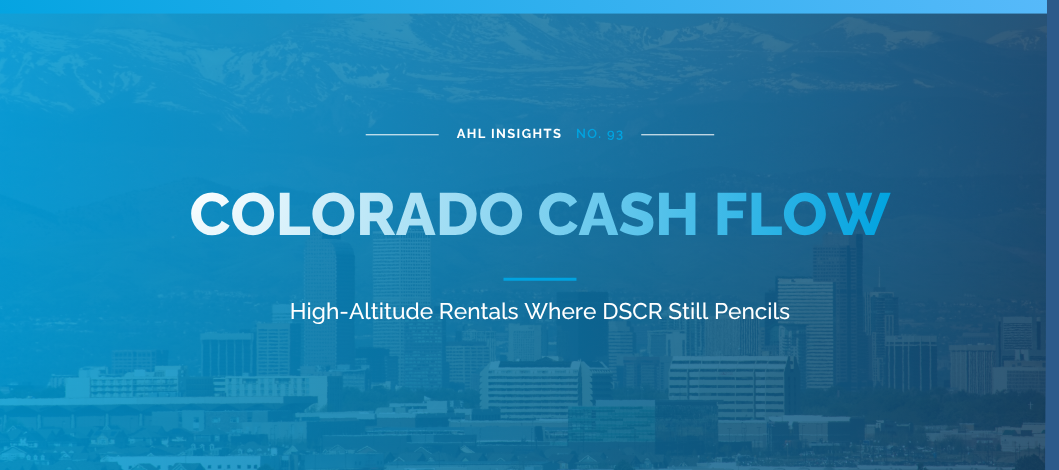 Denver skyline with the Rocky Mountains — Colorado DSCR mountain-town rental investor market